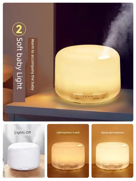 Ultrasonik Aroma Difüzör Lamba Uzaktan Kumanda 500ml + 1 Esansiyel Yağ - 6