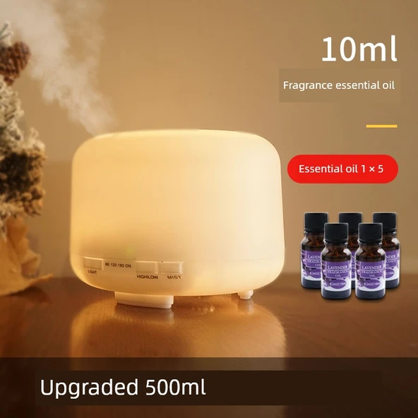 Ultrasonik Aroma Difüzör Lamba Uzaktan Kumanda 500ml + 5 Esansiyel Yağ