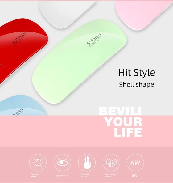 Taşınabilir USB Mini Oje Kurutma Lambası - Fare Işığı Pembe - 8