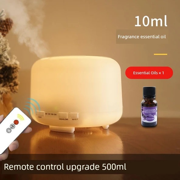 Ultrasonik Aroma Difüzör Lamba Uzaktan Kumanda 500ml + 1 Esansiyel Yağ