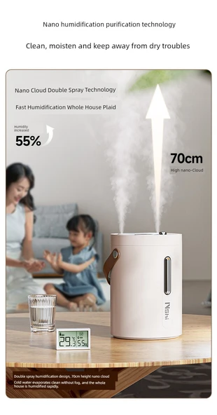 2.5L Prizli Nemlendirici - Çift Sprey - Sıcak Gece Işığı - Akıllı Dijital Ekran - 9