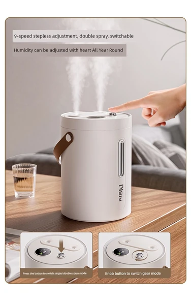 2.5L Şarjlı Nemlendirici - 24 Saat Süper Dayanıklılık - Sıcak Gece Işığı - Akıllı Dijital Ekran - 10 Pamuk Koru - 12