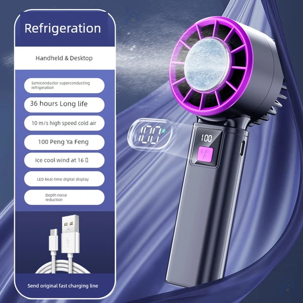 Taşınabilir USB Şarjlı Soğutma Fanı - Ultra [Dyson Mor] 4600mAh 16C