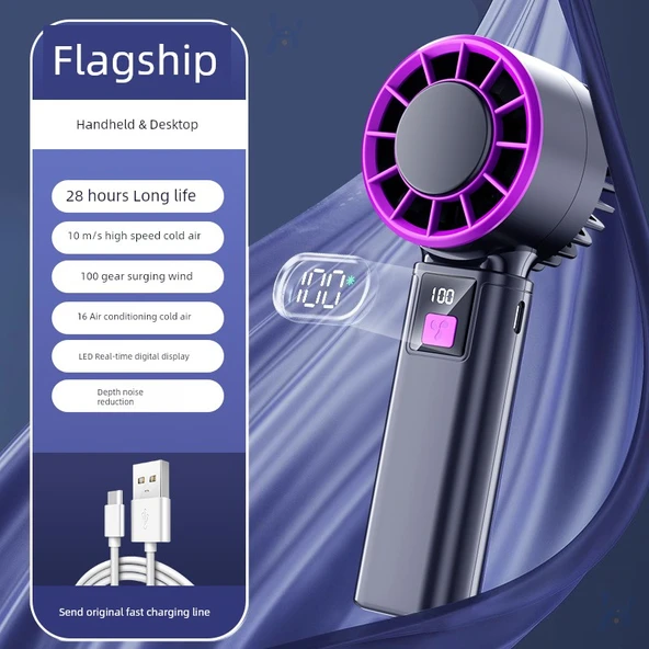 Taşınabilir USB Şarjlı Soğutma Fanı - Pro [Dyson Mor] 3600mAh