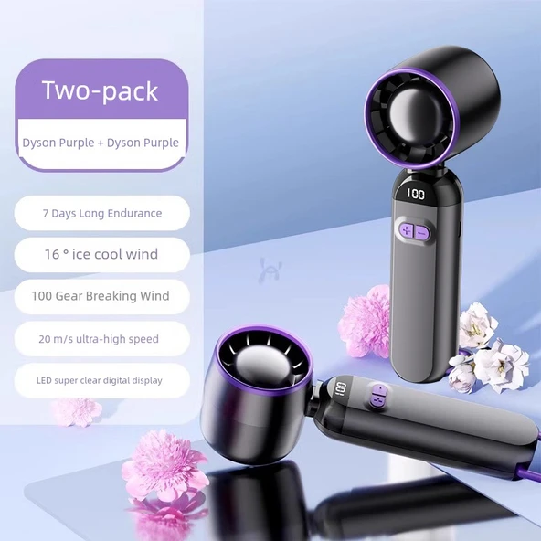 Taşınabilir USB Şarjlı Soğutma Fanı - Ultra [Dyson Mor * 2] 16C Soğuk Rüzgar - 7 Gün Şarj