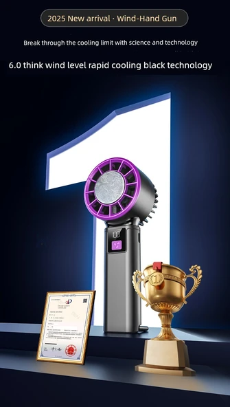 Taşınabilir USB Şarjlı Soğutma Fanı - [Dyson Mor] 16C Soğuk Rüzgar - 7 Gün Şarj - 5