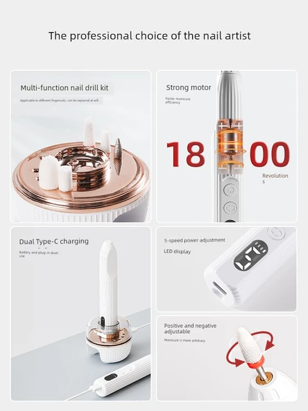 2 in 1 Oje Kalemi Manikür Seti - Ayarlanabilir Hız - 3