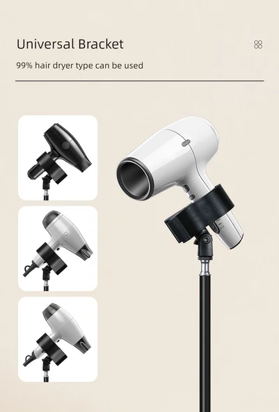 Ayarlanabilir Saç Kurutma Standı - 1.7 Metre - Metal Evrensel Kelepçe - Depolama Çantası - 10