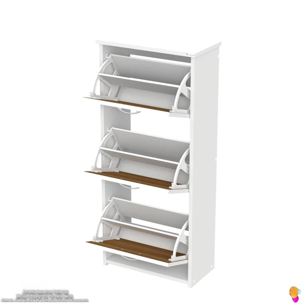 Modilayn WEST Asma Kapı Önü 52x116x26 cm’lik 3 Düşer Kapak 6 Göz Bölmeli Ayakkabılık - 6