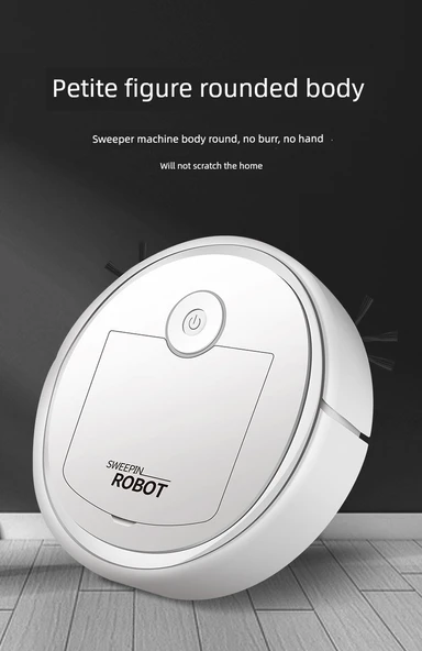Şarjlı Otomatik Süpürge Mop Robot Vakum Temizleyici - Beyaz - Temizlik Bezi * 2 - 9