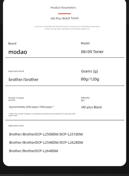 TN2520 Toner - 120g Toner 6 Paket - 23400 Sayfa - 5