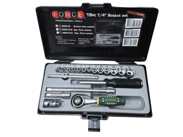 Force 19 Parça 1/4" Lokma Cırcır Takımı