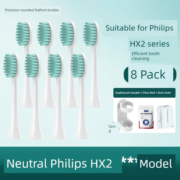 Elektrikli Diş Fırçası Başlığı - Nane Yeşili 8 Paket HX2 Serisi