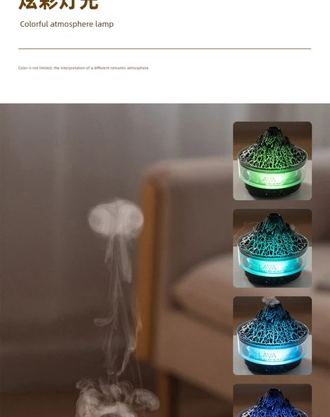 Volkanik Lav Humidifikatörü - Siyah Parlak Hediye Paketi - Kar Dağı Lav Humidifikatörü - 12