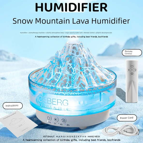 Volkanik Lav Humidifikatörü - Kar Dağı Lav Aromaterapi Makinesi - Renkli Değişim