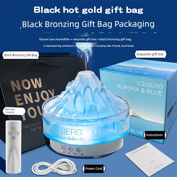 Volkanik Lav Humidifikatörü - Siyah Altın Hediye Paketi - Buzul Lav Humidifikatörü