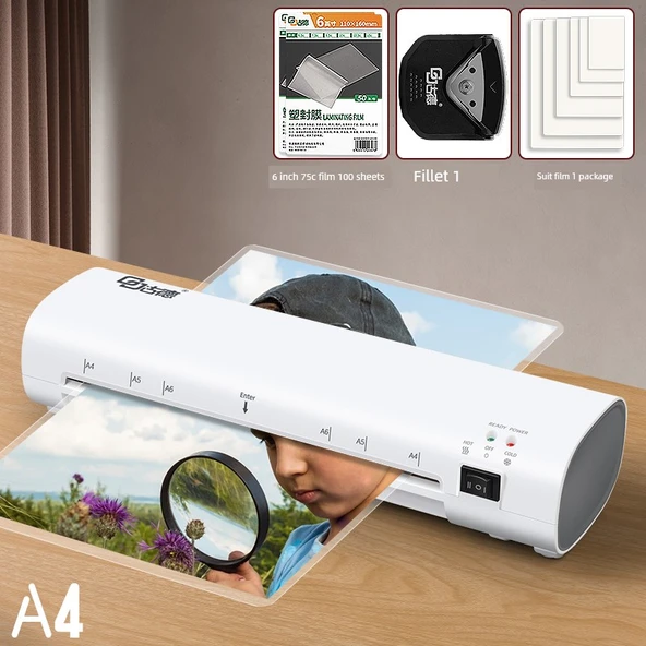 A4 Laminasyon Makinesi - 100 6 İnç Film + Fillet + Takım Filmi Hediye