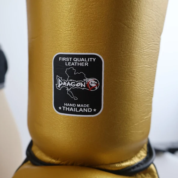 DragonDo DRGN-T52 Hakiki Deri Kaval Koruyucu Gold Kick Boks Kaval Koruyucu - 6
