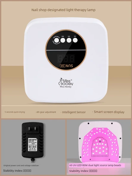 Kırmızı Işık 5 Saniye Hızlı Kurutma 180W LED Oje Lambası - Kırmızı Işık (Siyah Ellere Duyarsız) - 2