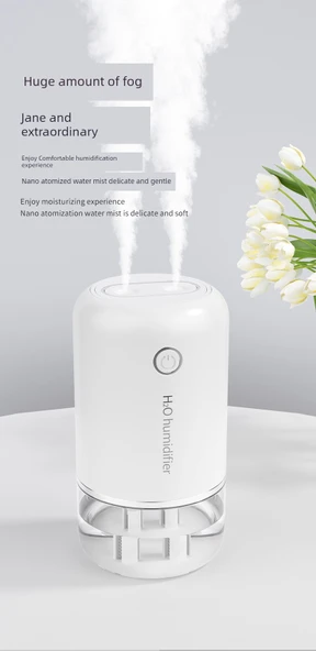 Küçük Hava Nemlendirici - Yeşil - Nano İnce Sis - Renkli Işık - 10