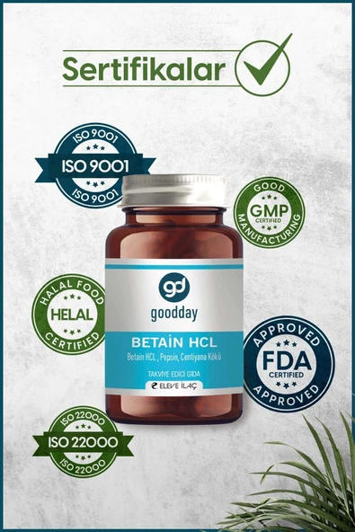 GOODDAY Betain Hcl Pepsin 60 Kapsül Besin Takviyesi - 6