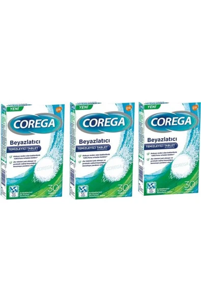 COREGA Diş Protezi Beyazlatıcı Temizleyici 30 Tablet 3 Adet - 1