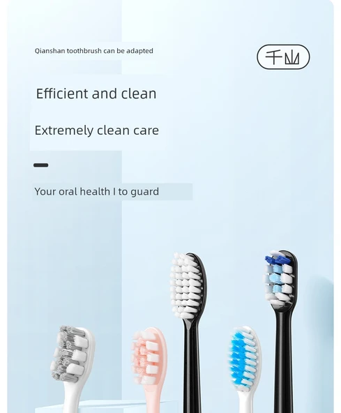 Mothproof Diş Fırçası Başlığı - Q5 Siyah/Buz Sis Mavi - 6'lı Paket - 8