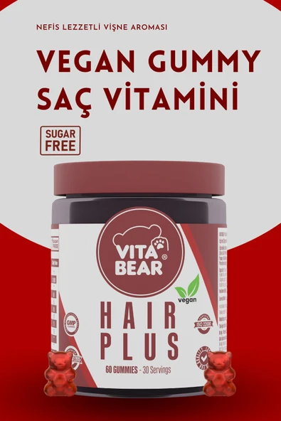 VİTA BEAR Hair Plus Vegan 60 Gummies - Resim 3