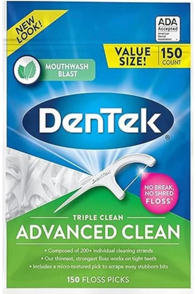 DENTEK Triple Advanced Clean Florürlü ve Naneli Diş İpi 150'li