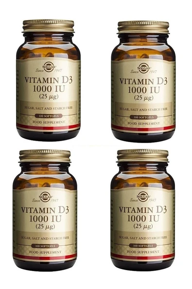 SOLGAR Vitamin D3 1000 Iu 25 mg (100 Kapsül) X4 Adet ürün görseli 1
