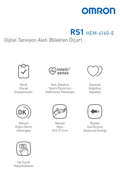 OMRON Rs1, Kolay Taşınabilir Bilekten Ölçer Tansiyon Aleti - 3