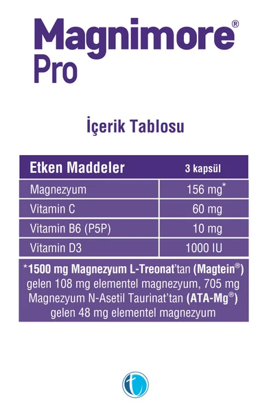 MAGNİMORE Pro Magnezyum 60 Bitkisel Kapsül N-asetil Taurinat L-treonat - 3