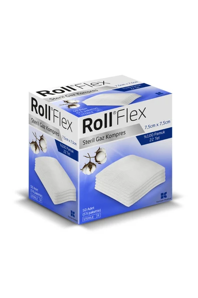 ROLL Flex Steril Gaz Kompres Gazlı Bez Spanç 7.5cm*7.5cm - 5 Kutu 100'li ürün görseli 1