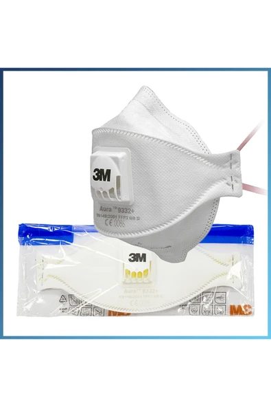 3M 9332+ Aura Ffp3 N95 Ventilli Solunum Koruyucu Maske - Resim 2