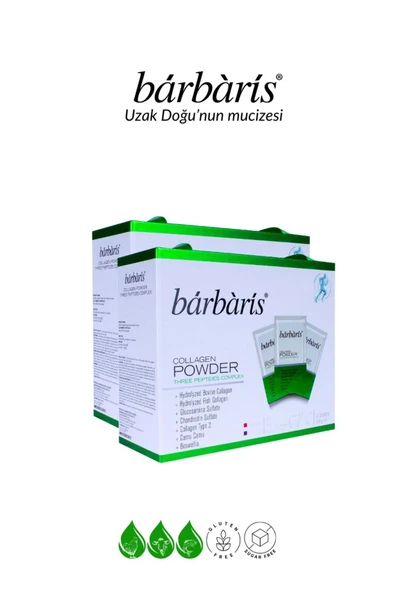 BARBARİS Kolajen Powder Three Peptides Complex 30*2 Paket (balık-sığır-tavuk) Tip 1-2-3 Eklem,kıkırdak,kemik