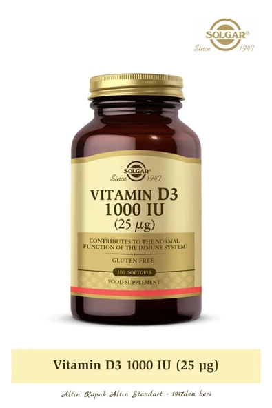 SOLGAR Vitamin D3 1000 Iu 25 Mcg 100 Yumuşak Kapsül