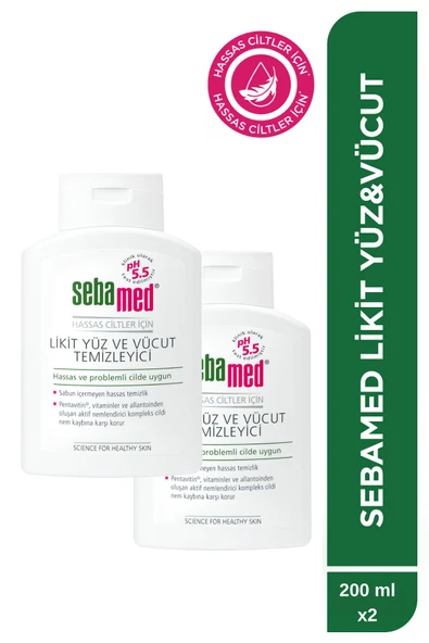 SEBAMED Yüz ve Vücut Temizleyici Likit 200 ml x 2 Adet