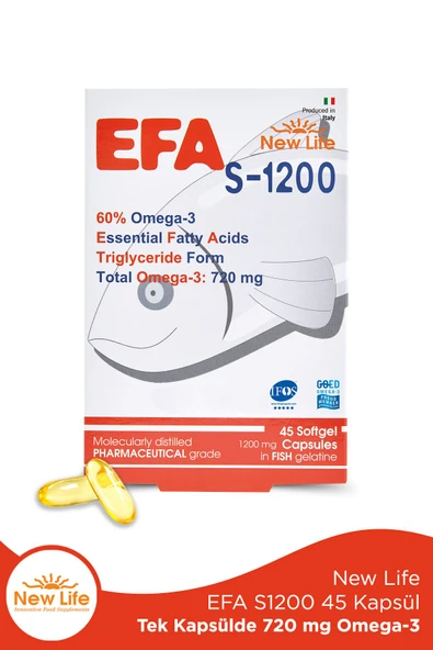 NEW LİFE Efa S-1200 45 Kapsül Balık Yağı - 720 Mg Omega 3 - 396 Mg EPA - 264 Mg DHA ürün görseli 1