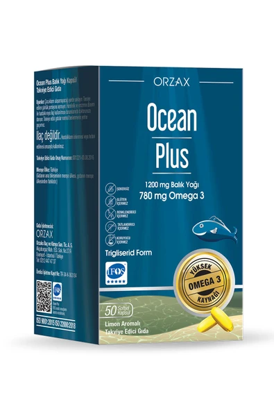 OCEAN Plus Omega 3 1200 Mg 50 Kapsül 8697595870280 ürün görseli 1