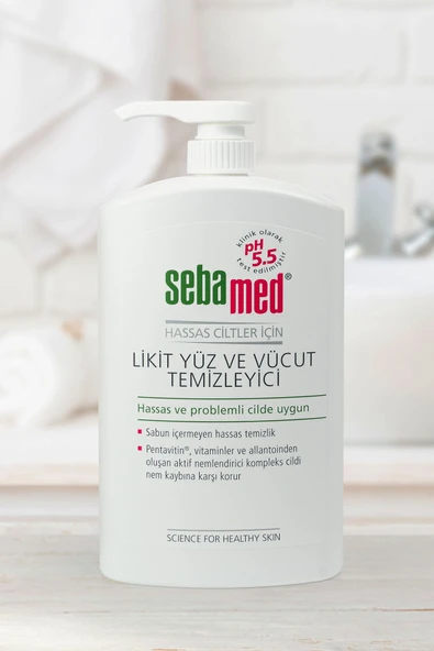 SEBAMED Hassas Ciltler İçin Pentavitin Nemlendirici Etkili Yüz ve Vücut Temizleme Jeli 1000 ml x 2 Adet - Resim 3
