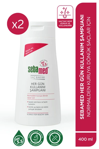SEBAMED Besleyici Onarıcı Kuru ve Hassas Saçlar Her Gün Kullanım Günlük Saç Bakım Şampuanı 400ml - 2 li Set ürün görseli 1