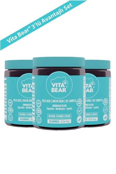 VİTA BEAR Strong Hair Gummy Vitamin 60 Adet X 3 Adet ürün görseli 1