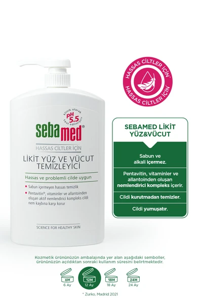 SEBAMED Hassas Ciltler İçin Pentavitin İçerikli Nemlendirici Etkili Yüz ve Vücut Temizleme Jeli 1000 ml - Resim 2