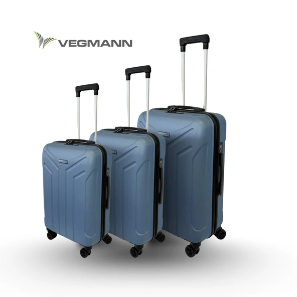 Vegmann Tartılı Scavel Mavi 3 lü Valiz Seti - 5