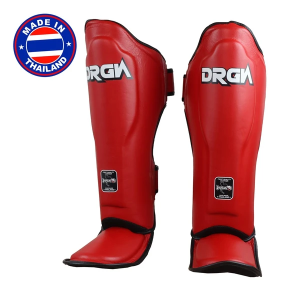 DragonDo DRGN-T51 Hakiki Deri Kaval Koruyucu Kırmızı Profesyonel kickboks Kaval Koruyucu