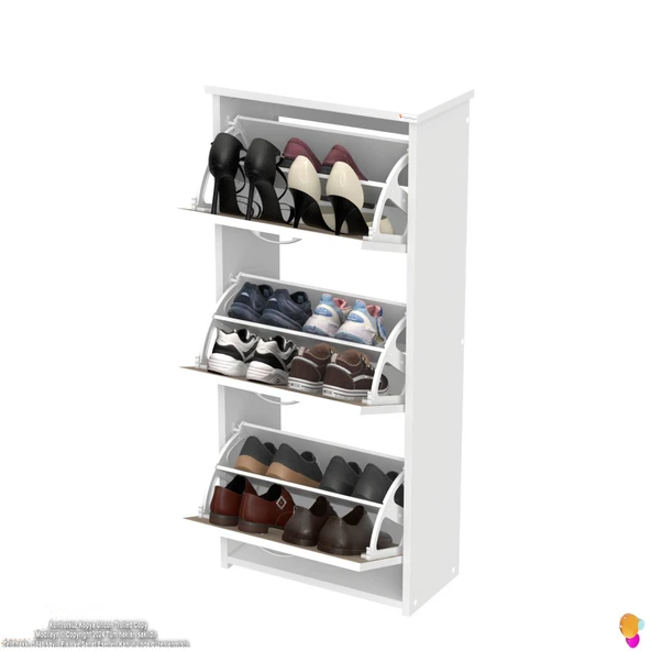 Modilayn WEST Asma Kapı Önü 52x116x 26 cm’lik 3 Düşer Kapak 6 Göz Bölmeli Ayakkabılık - 5