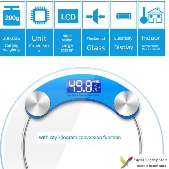Elektronik Vücut Ağırlık Tartısı - 28cm Mavi - 5