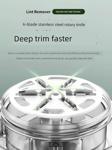 Tüy Topu Kesici Kadın Tıraş Makinesi - Yükseltme +5 Altı Yaprak Kesici Başlık + Ağ Kapağı - Resim 2