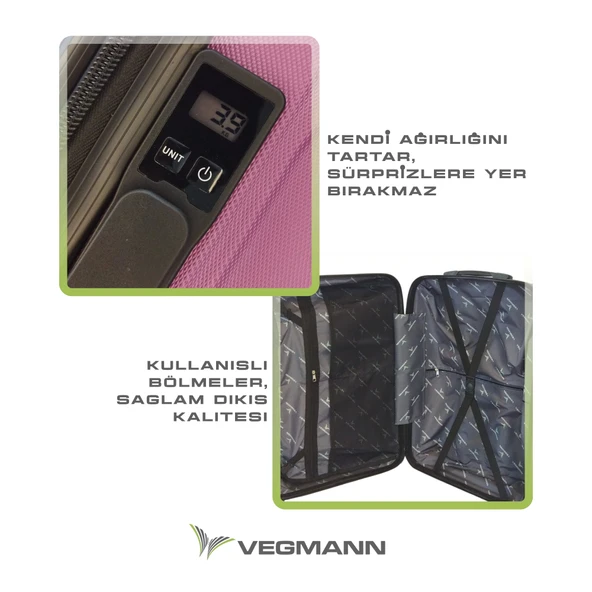 Vegmann Tartılı Scavel Violet 3 lü Valiz Seti - 6