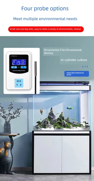 Dijital Sıcaklık Kontrol Cihazı - Yüksek Hassasiyet LCD Üçlü Ekran 2200W Kauçuk Prob - 11